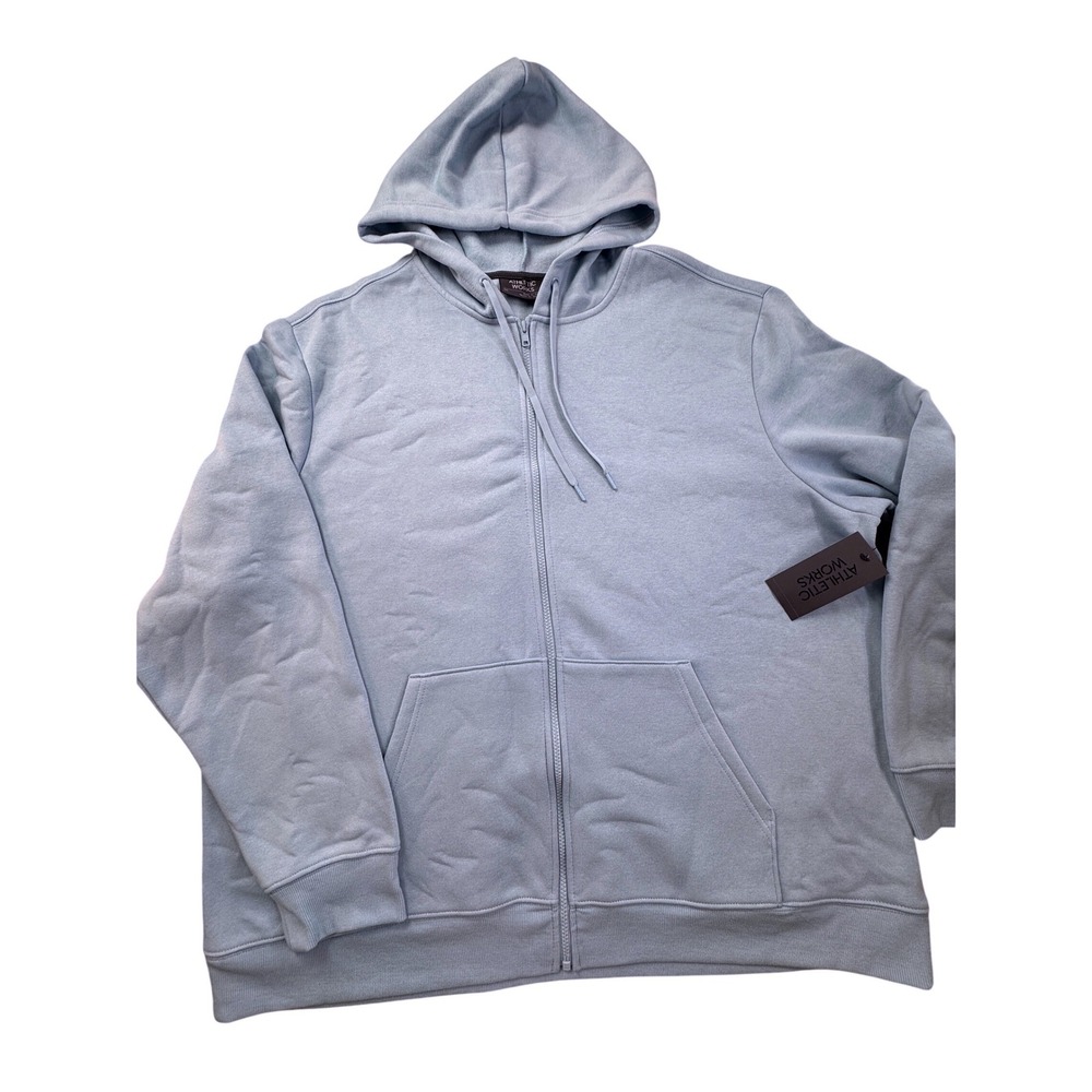 Athletic Works Mens 3XL‎ Light Blue Hooded Fleece Zip Up Hoodie NEW